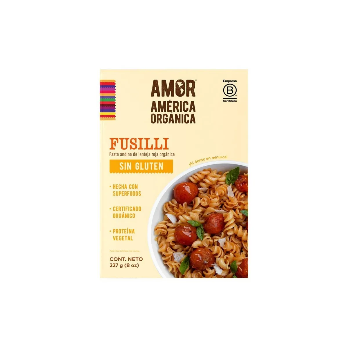 AMERICA ORGANICA - Pasta Andina Fusilli Proteica Amor Bolsa 227 g