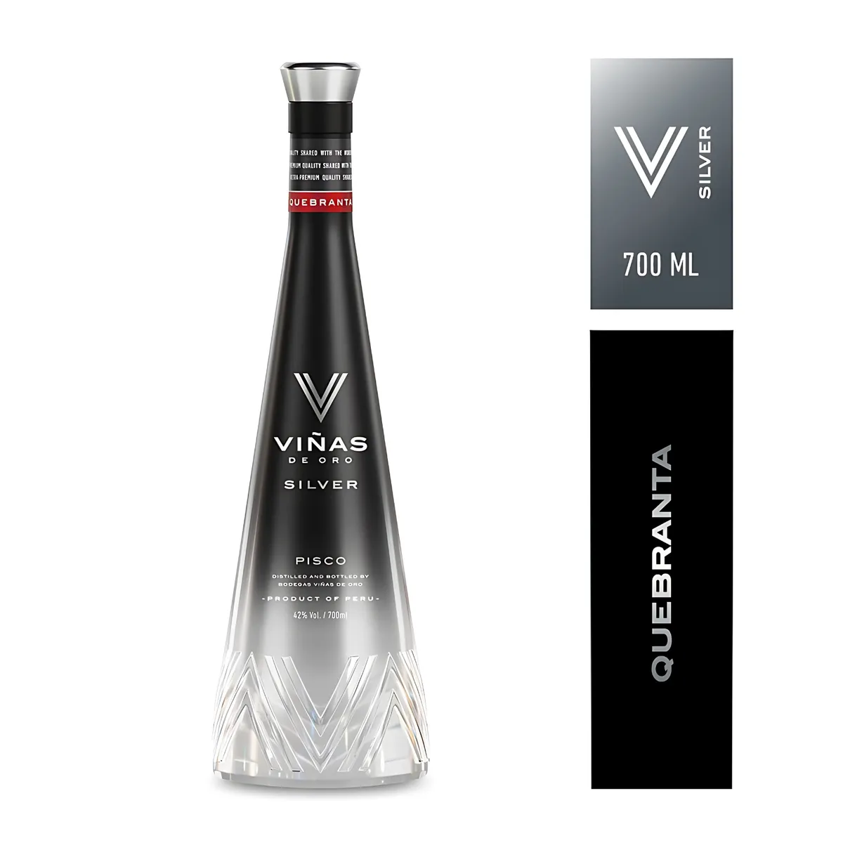 VINAS DE ORO - Pisco Silver Quebranta Viñas de Oro Botella 700 mL