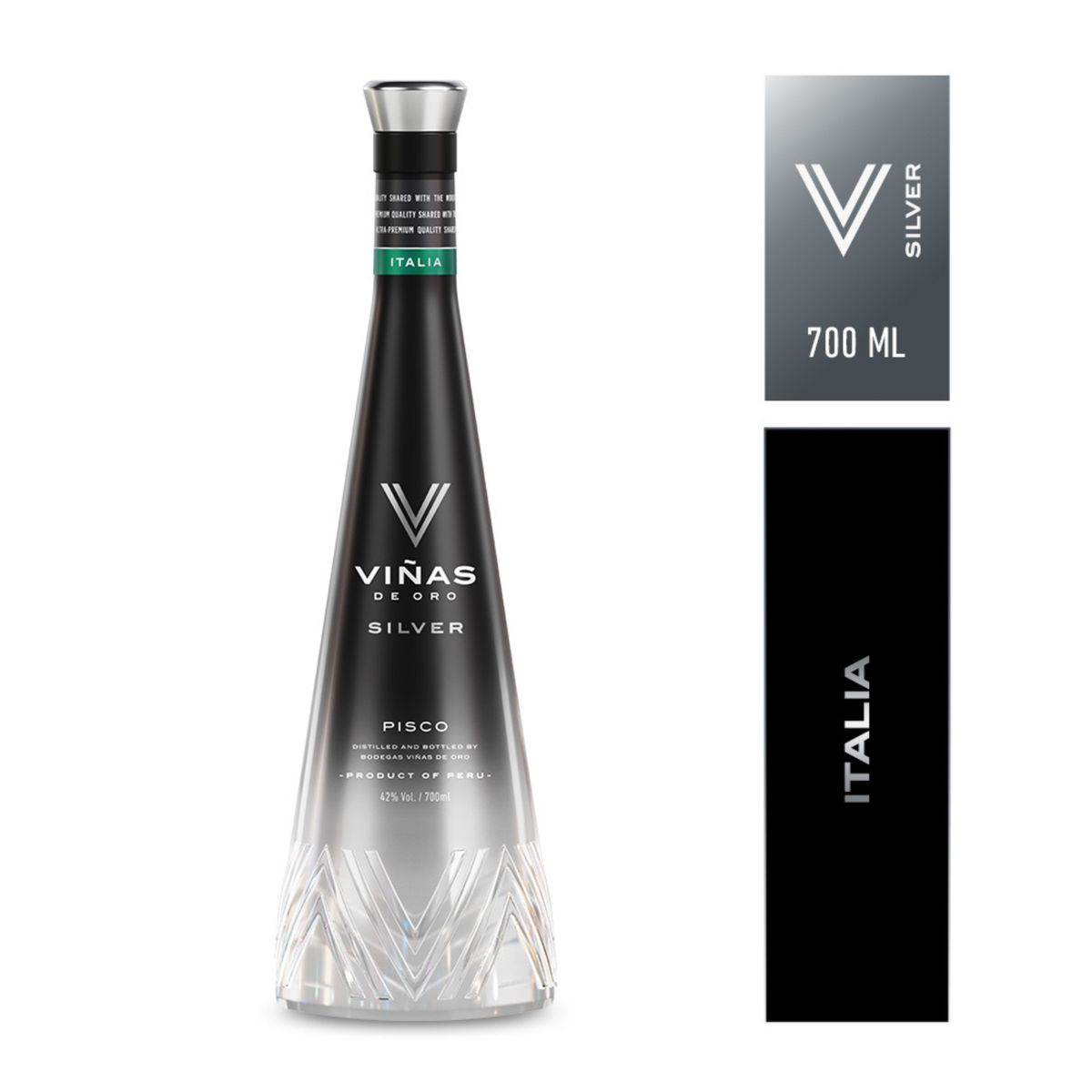 VINAS DE ORO - Pisco Silver Italia Viñas de Oro Botella 700 mL
