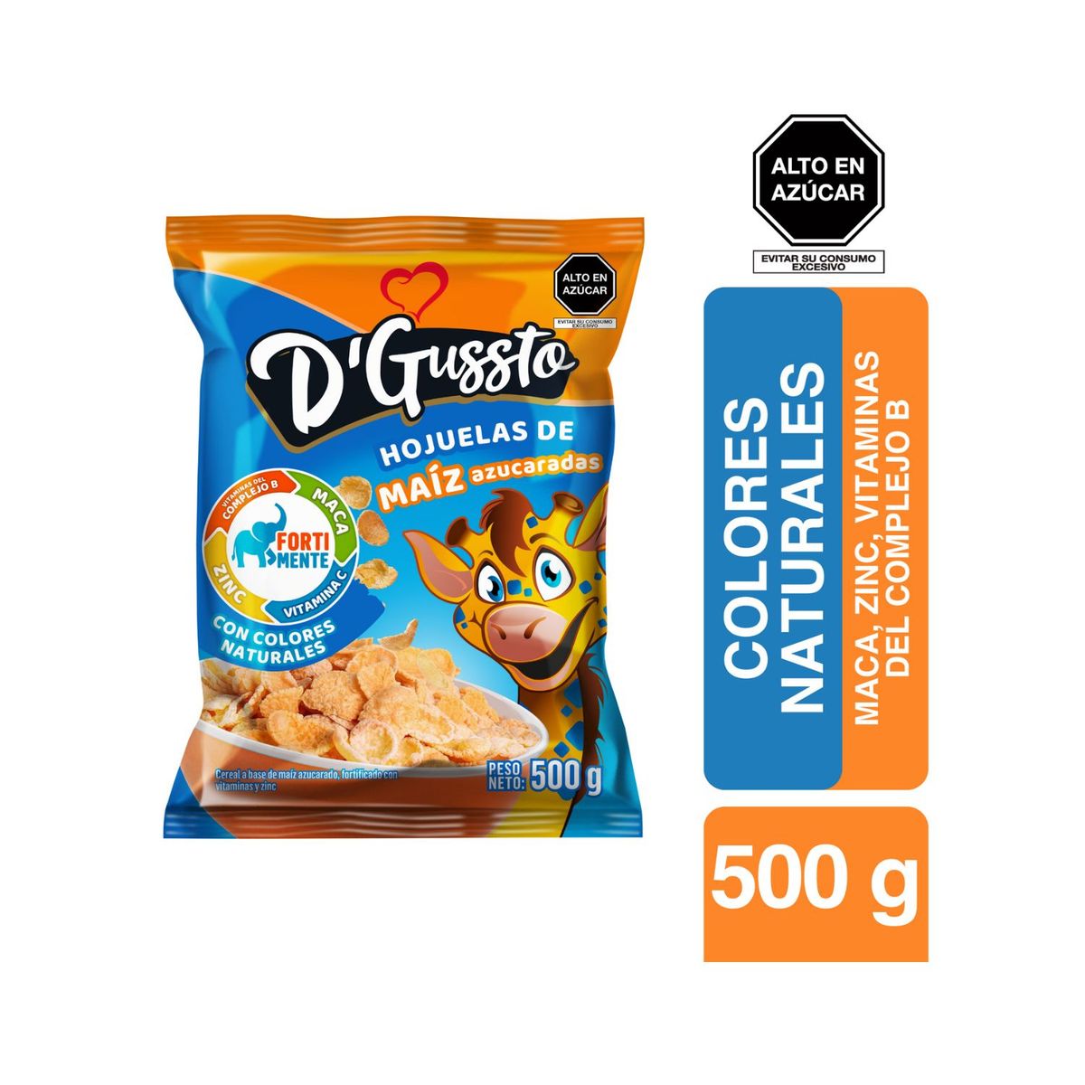 D GUSSTO - Cereal D Gussto Hojuelas Azucaradas Bolsa 500 g
