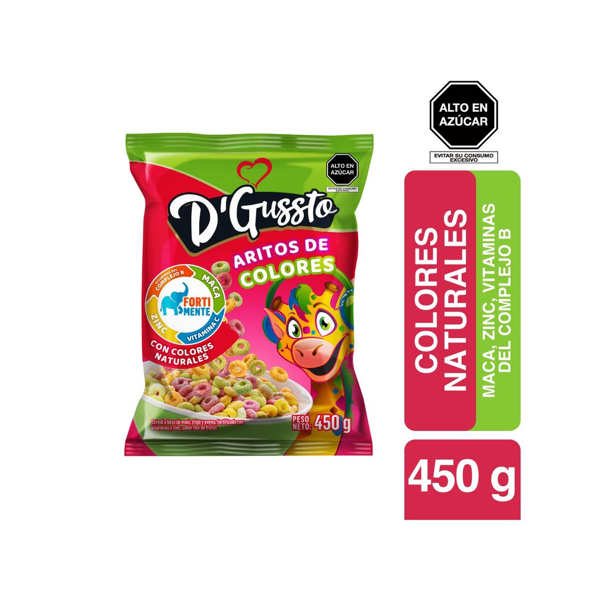 D GUSSTO - Cereal D Gussto Aritos de Color Bolsa 450 g