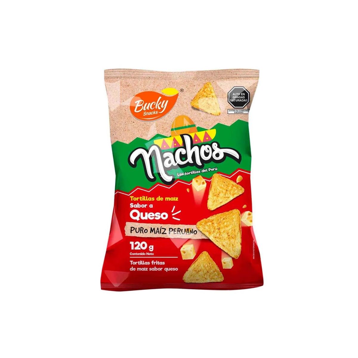 BUSKY SNACKS - Nachos Bucky Snacks Sabor Queso Bolsa 120 g