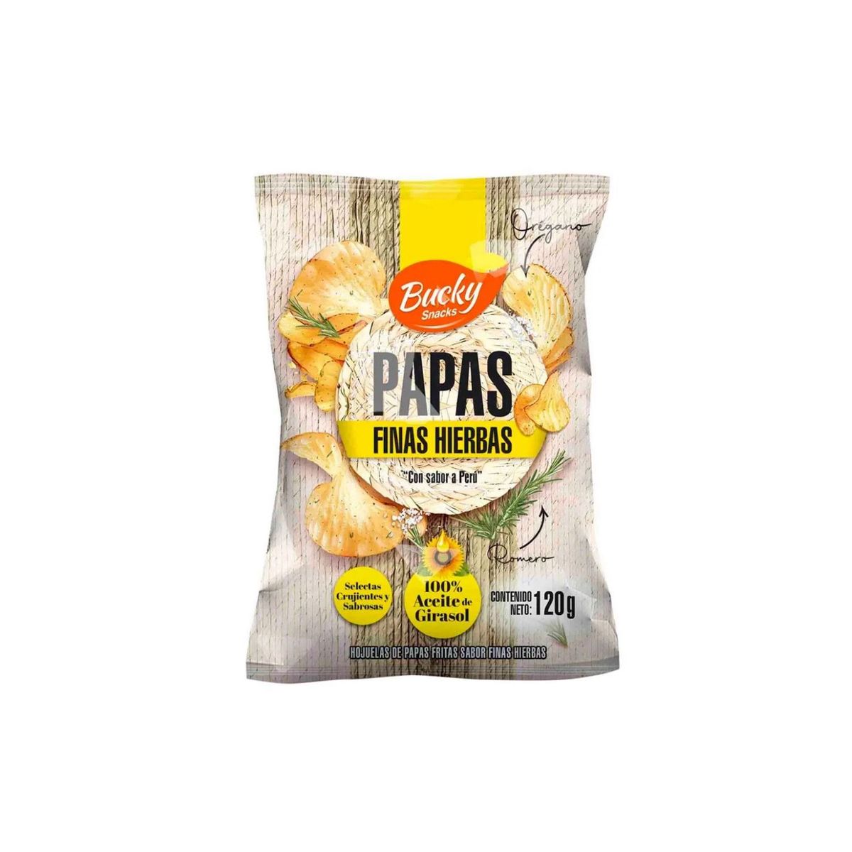 BUCKY SNACKS - Papas Fritas Bucky Snacks Finas Hierbas Bolsa 120 g