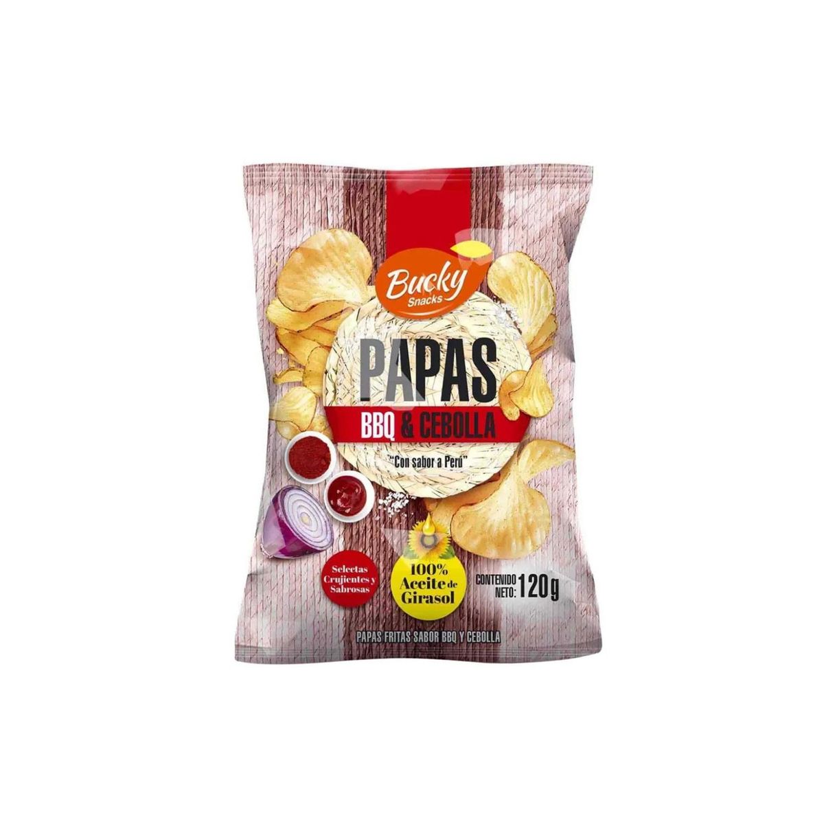 BUSKY SNACKS - Papas Fritas Bucky Snacks BBQ y Cebolla Bolsa 120 g