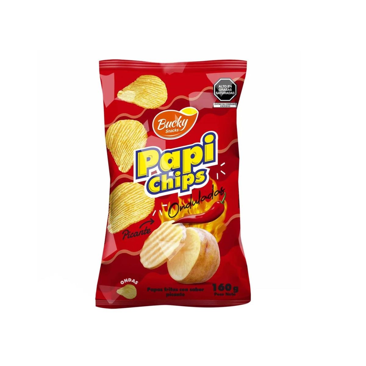 BUCKY SNACKS - Papas Fritas Bucky Snacks Ondas Picante Bolsa 160 g