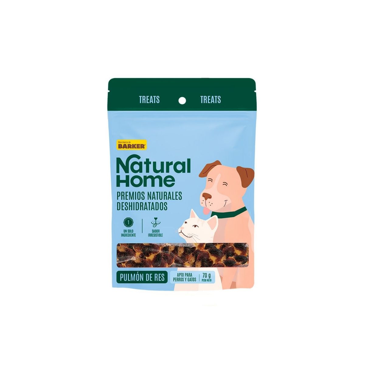 NATURAL HOME - Treats para Mascota Pulmón de Res Natural Home Doypack 70 g