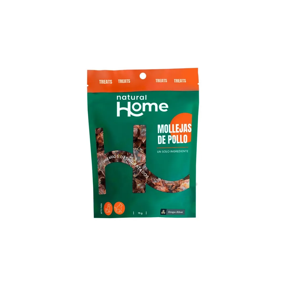 NATURAL HOME - Treats para Mascota Molleja de Pollo Natural Home Doypack 70 g