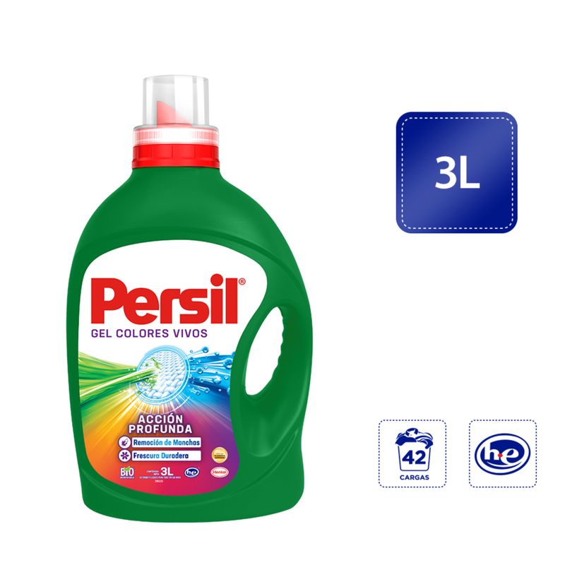 PERSIL - Detergente Líquido Persil Colores Vivos Acción Profunda Envase 3 L