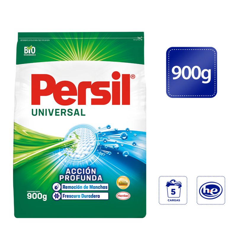 PERSIL - Detergente Polvo Persil Universal Acción Profunda Bolsa 900 g