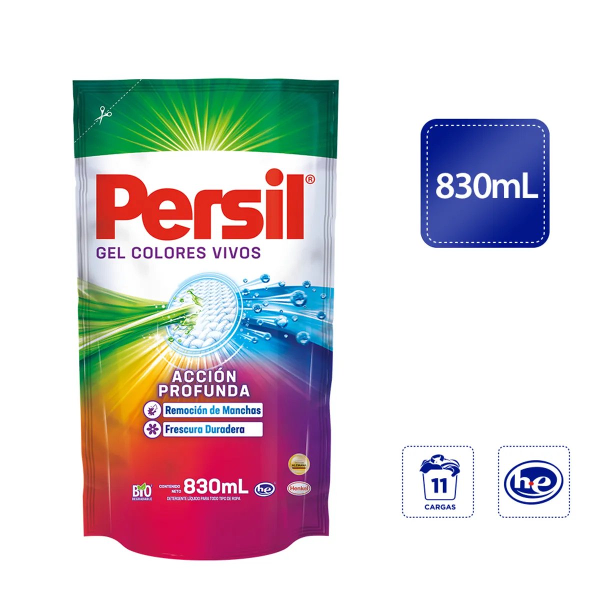 PERSIL - Detergente Líquido Persil Colores Vivos Doypack 830 mL
