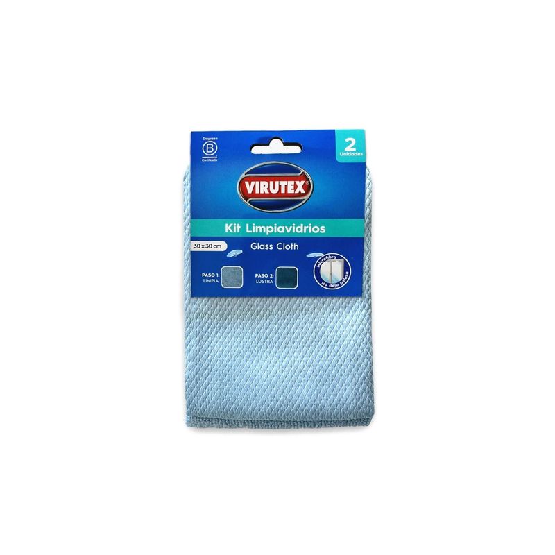 VIRUTEX - Kit Limpiavidrios de Microfibra Virutex Empaque 2 Und
