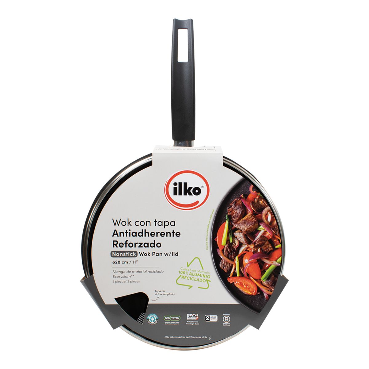 Ilko - Wok Ilko con Tapa Cool Gray 28 cm