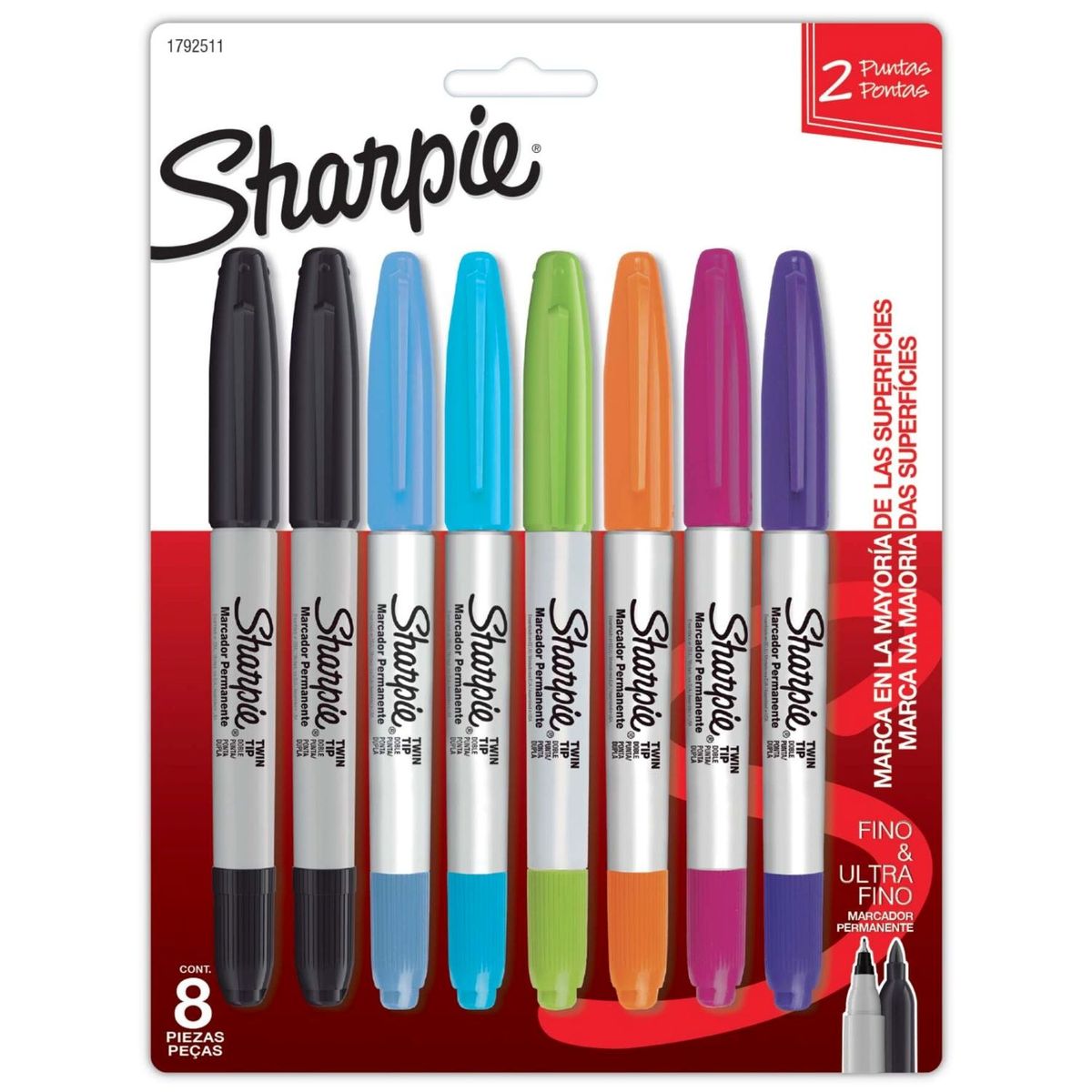 SHARPIE - Marcadores Sharpie Doble Punta Surtido x 8 Unidades