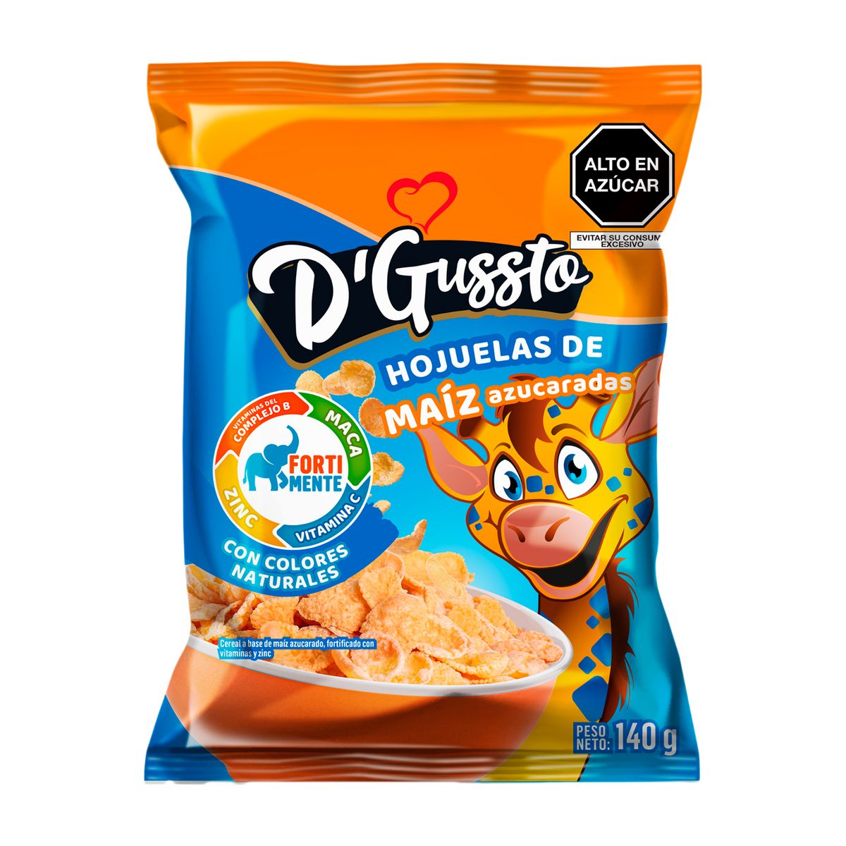 DGUSSTO - Cereal Hojuelas Azucaradas Dgussto Bolsa 140 g