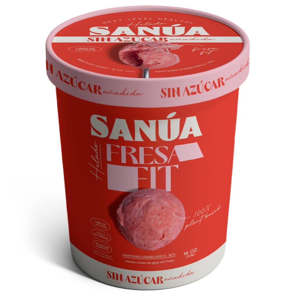 SANUA - Helado Sanúa Sin Azúcar con Fresa Pote 16 Oz
