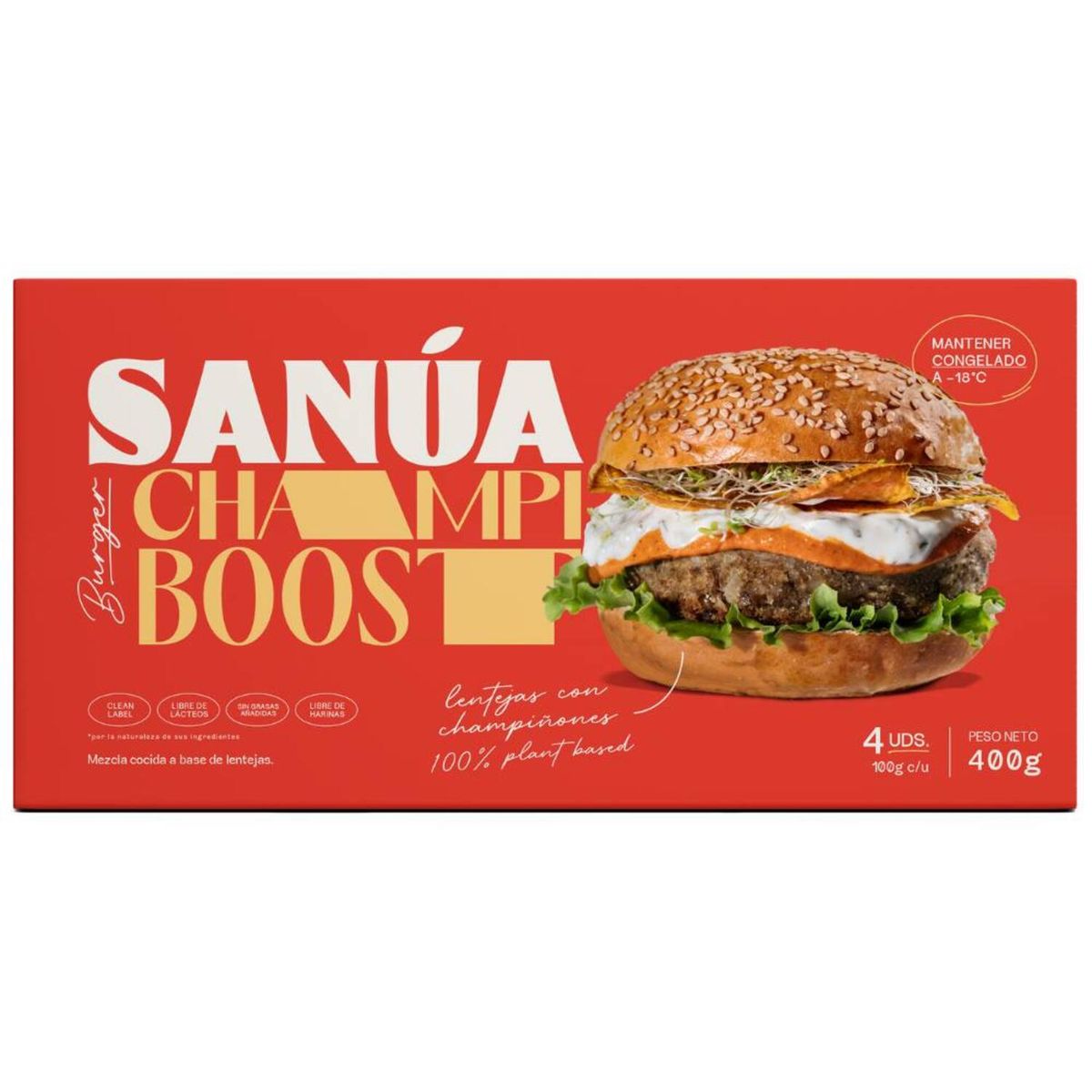 SANUA - Hamburguesa Sanúa de Lentejas Caja 400 g