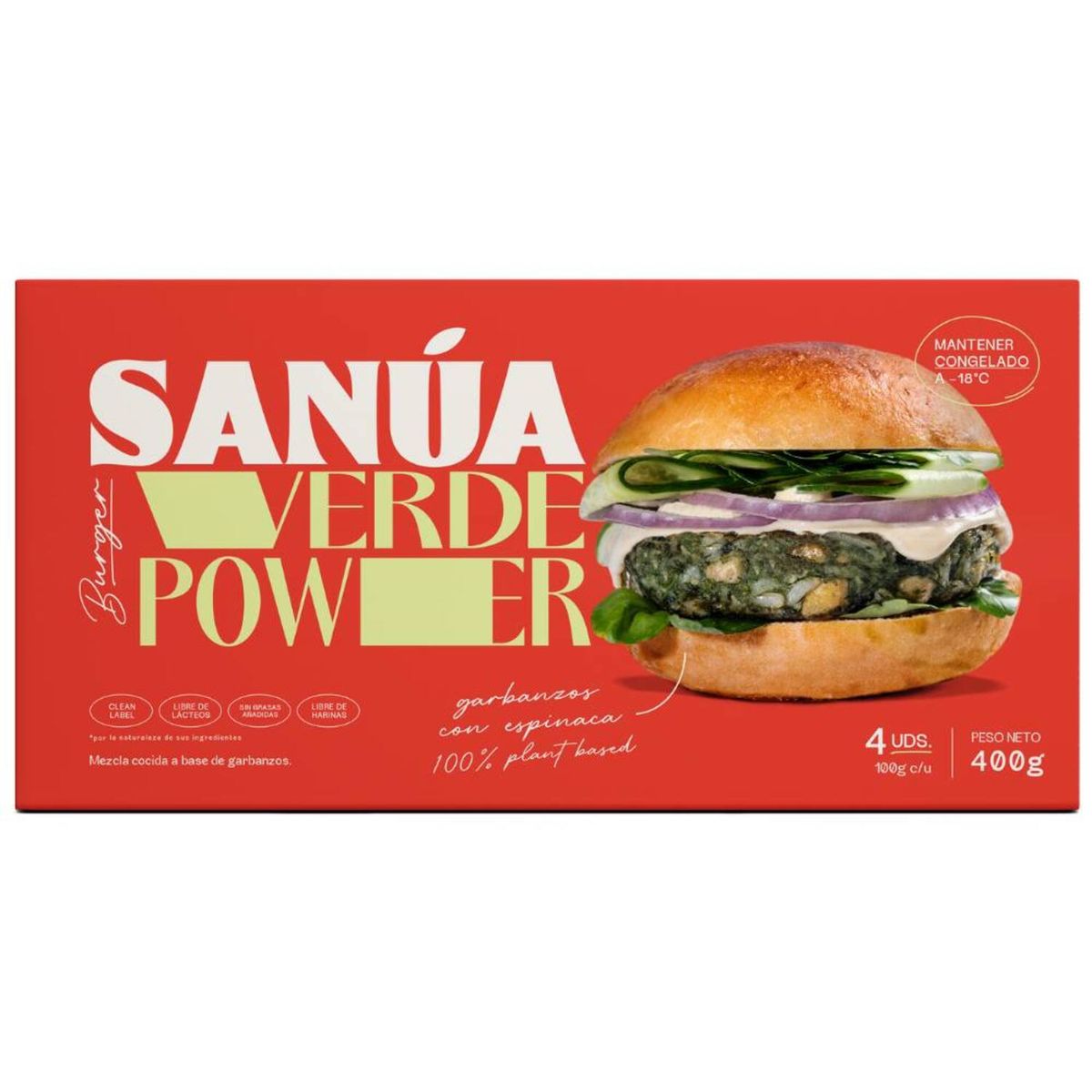 SANUA - Hamburguesa Sanúa de Garbanzos Caja 400 g