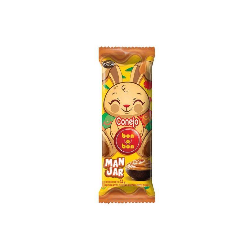 BON O BON - Chocolate Conejo Bon O Bon Relleno Manjar Empaque 33 g