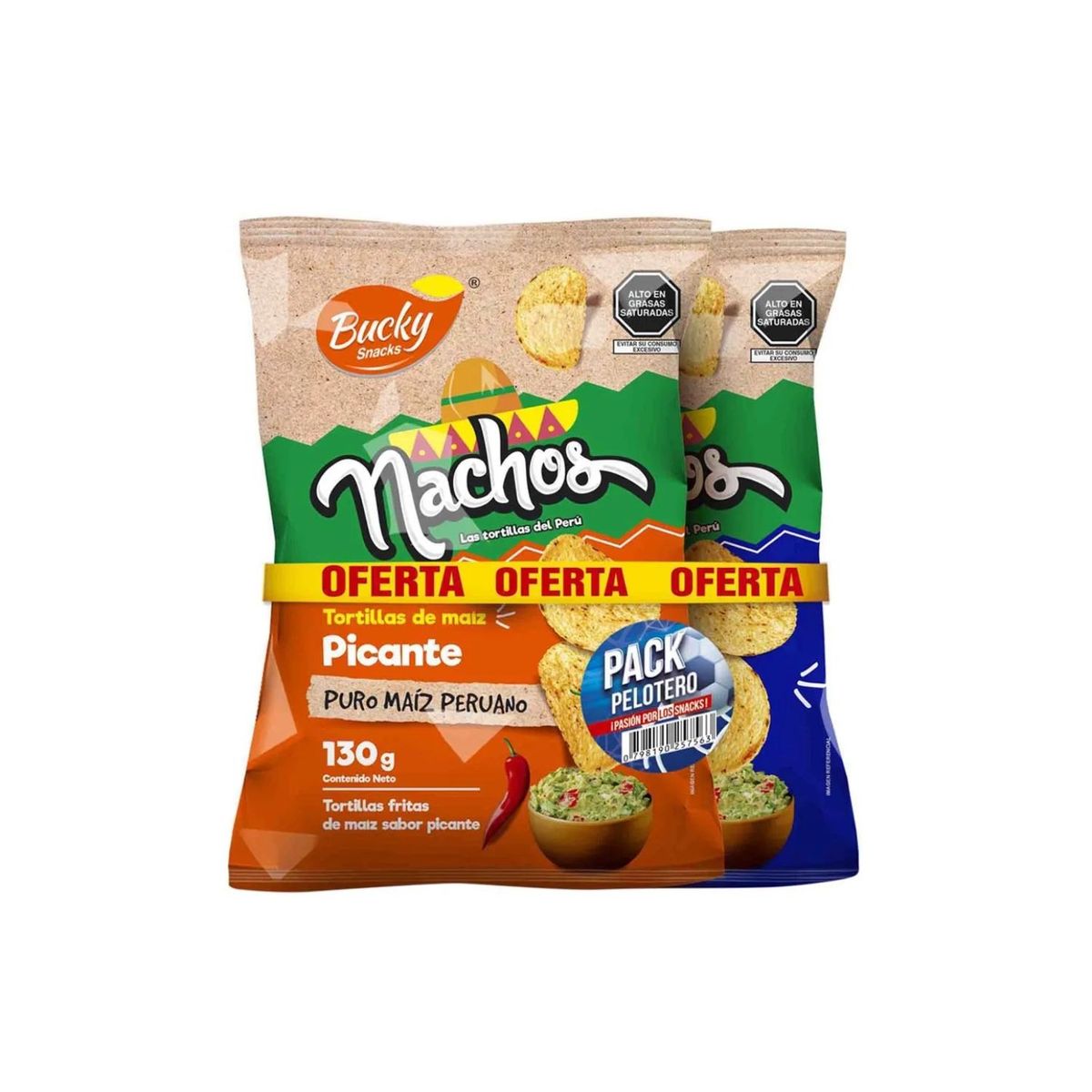 BUCKY SNACKS - Pack Pelotero Bucky Snacks Nachos de Maíz Empaque 260 g