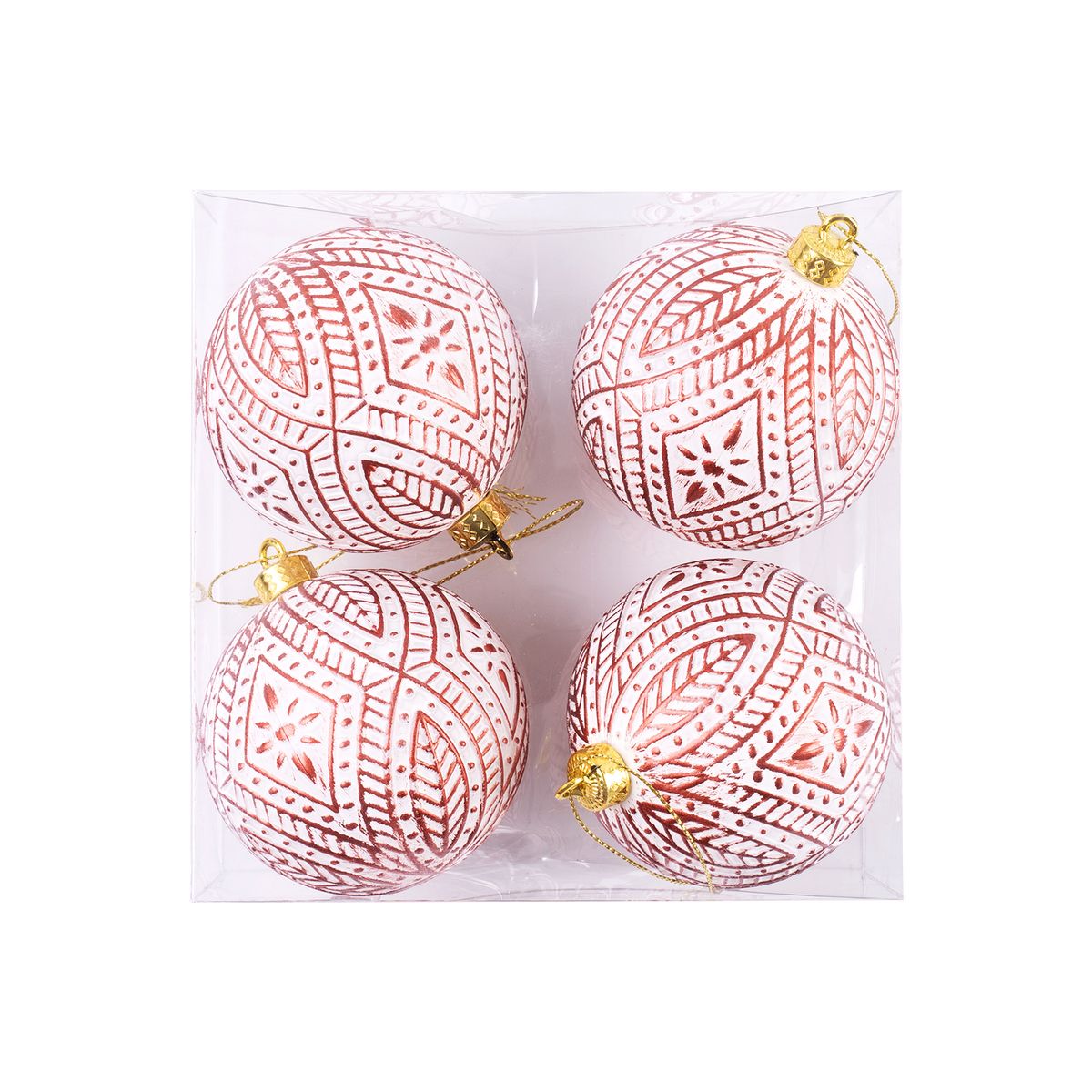 CASA JOVEN - SET X 4 BOLAS BLANCAS CON ROJO