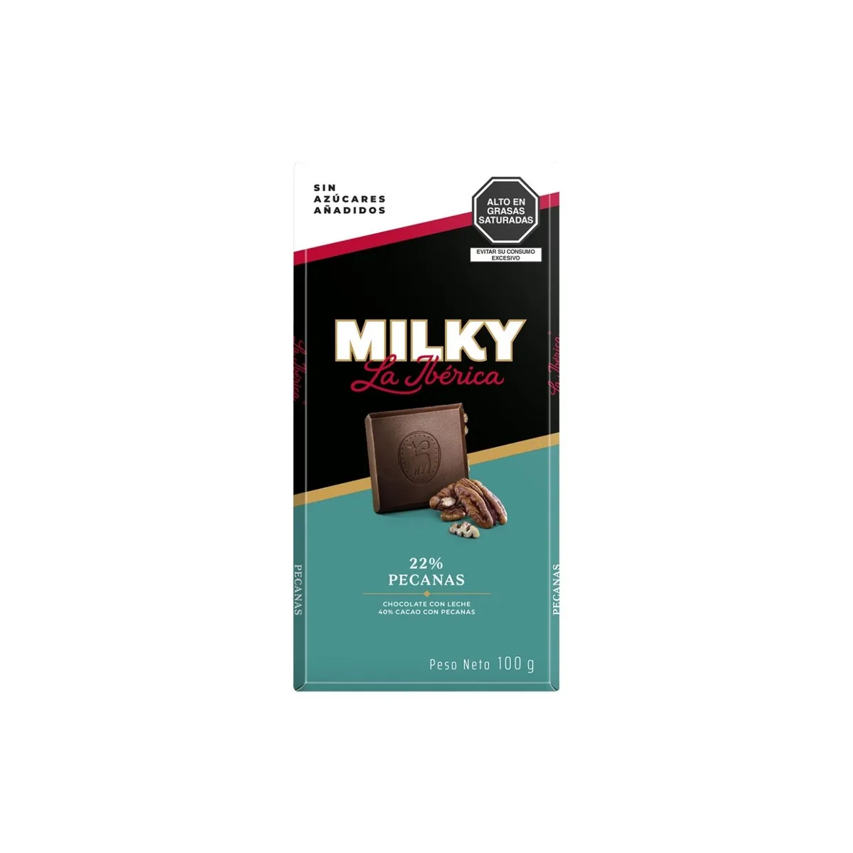 LA IBERICA - Tableta La Ibérica Milky Pecanas Sin Azúcar Tableta 100 g