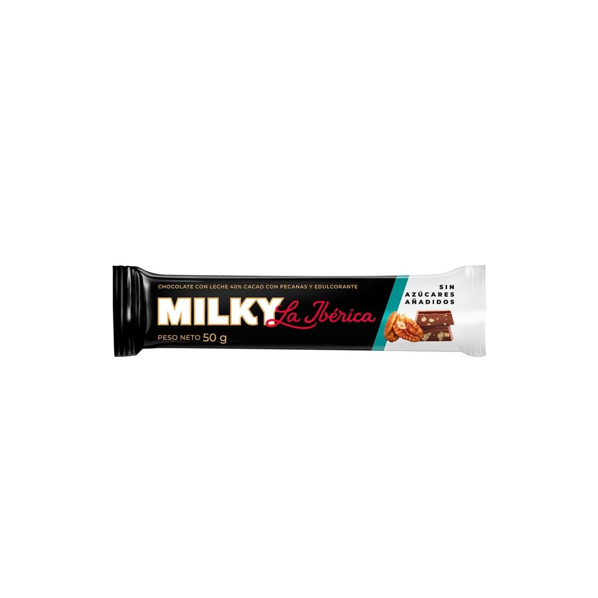 LA IBERICA - Chocolate La Ibérica Milky Pecanas Sin Azúcar Barra 50 g