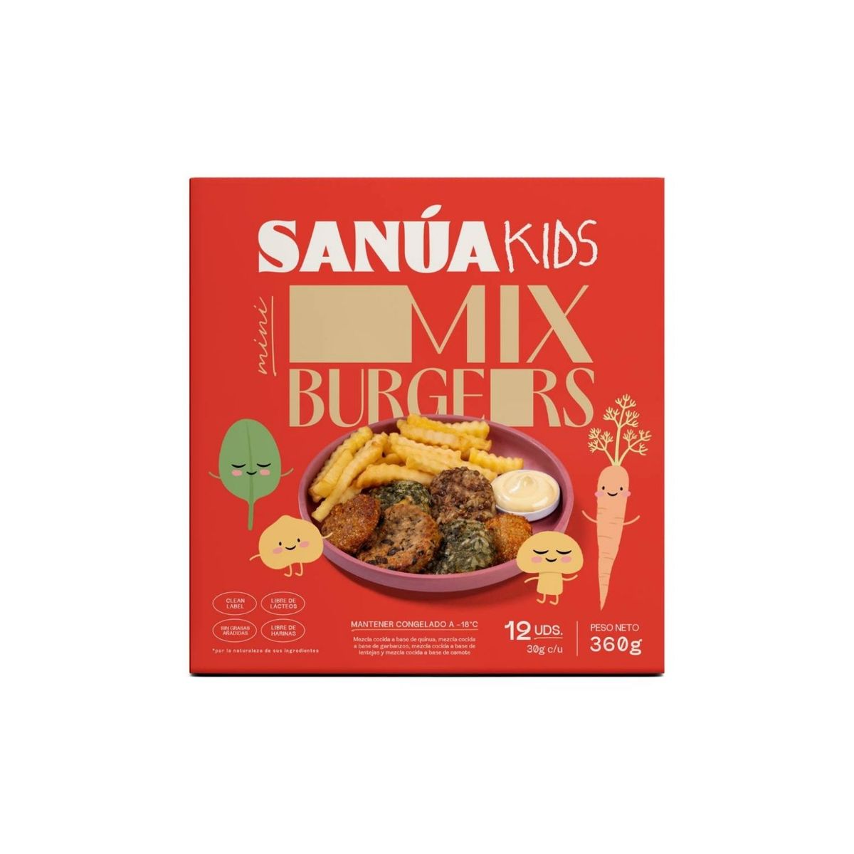 SANUA - Mini Hamburguesas Vegetales Sanua Mix Bolsa 360 g