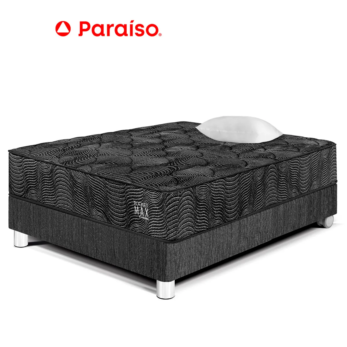 PARAISO - Cama Pocket Max Black 1.5 Plazas