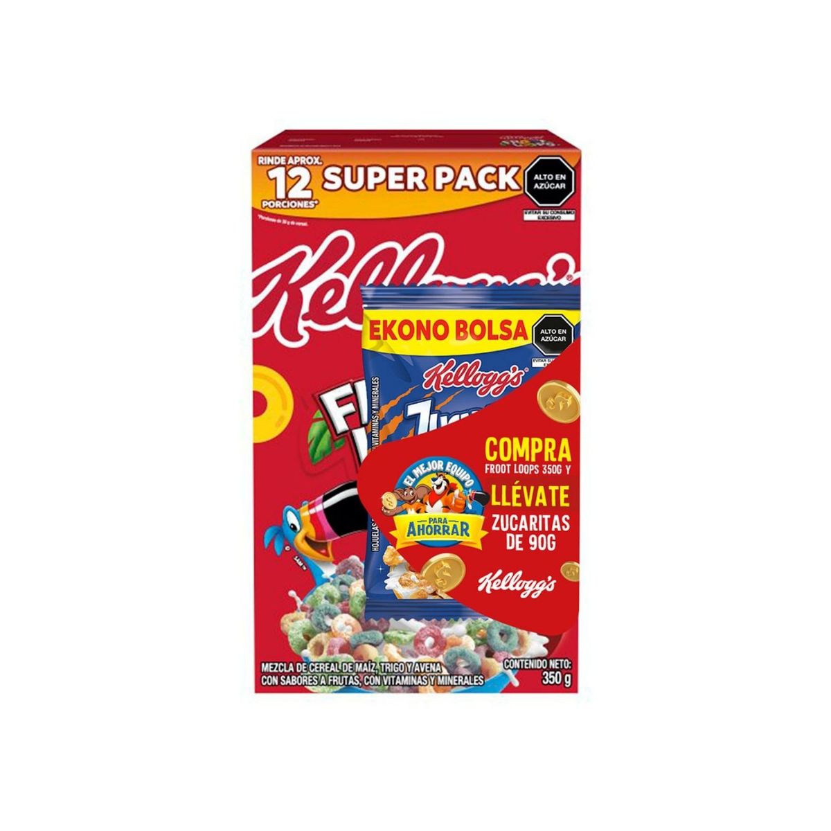 KELLOGGS - Cereal Kelloggs Froot Loops 350 g +  Zucaritas 90 g
