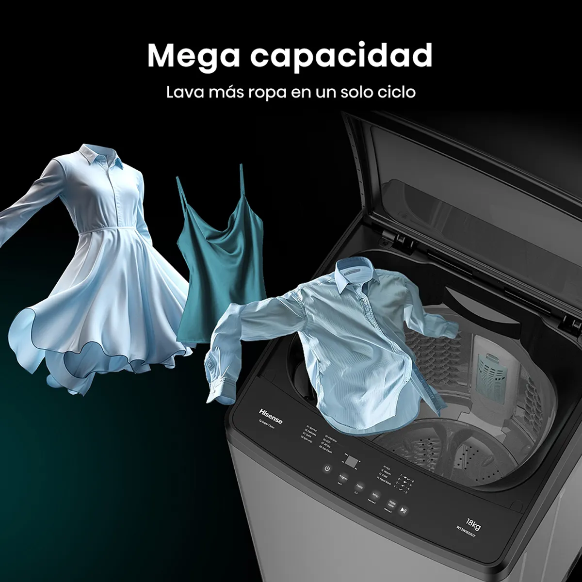 HISENSE - Lavadora Hisense WT3W1823UT Carga Superior Inox 18Kg