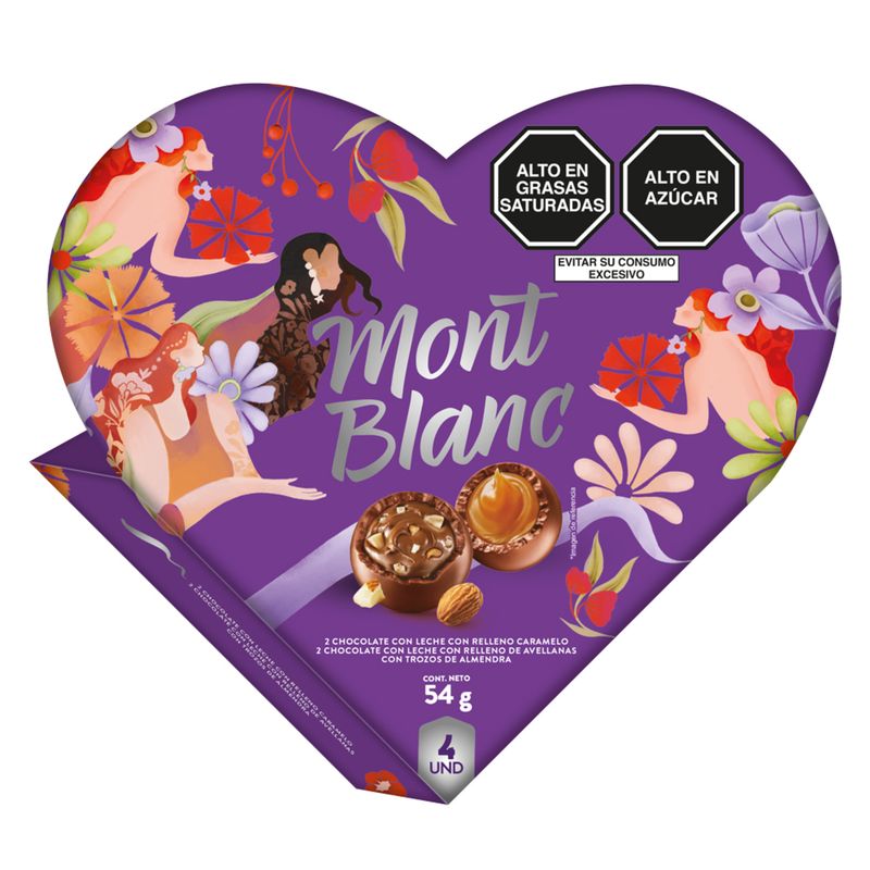 MONTBLANC - Bombones Montblanc Surtidos Corazón Morado Empaque 54 g