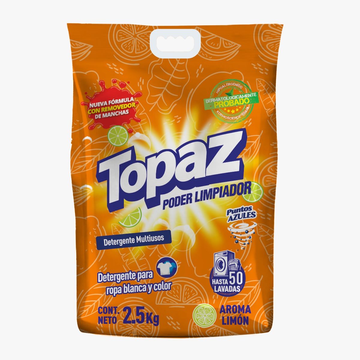 TOPAZ - Detergente Topaz en Polvo Aroma Limón Empaque 2.5 Kg