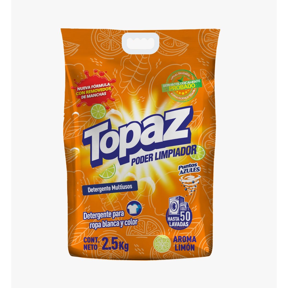 TOPAZ - Detergente Topaz en Polvo Aroma Limón Empaque 2.5 Kg