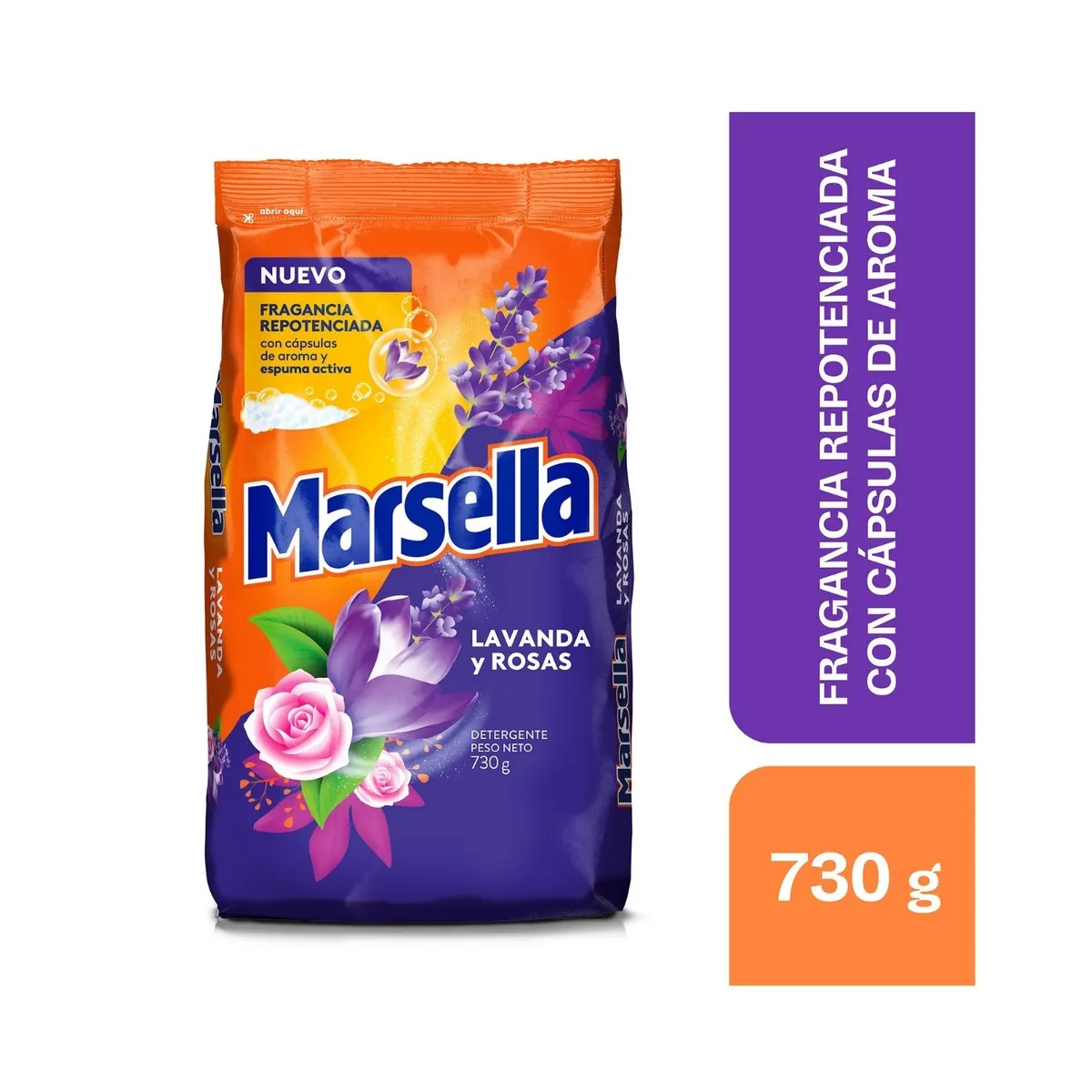 MARSELLA - Detergente en Polvo Marsella Lavanda y Rosas Bolsa 730 g