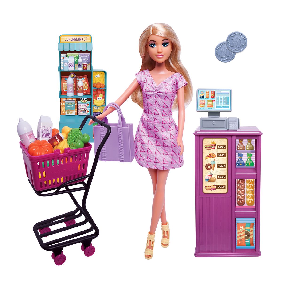 KIDS N PLAY - Set Muñeca Fashion Supermercado