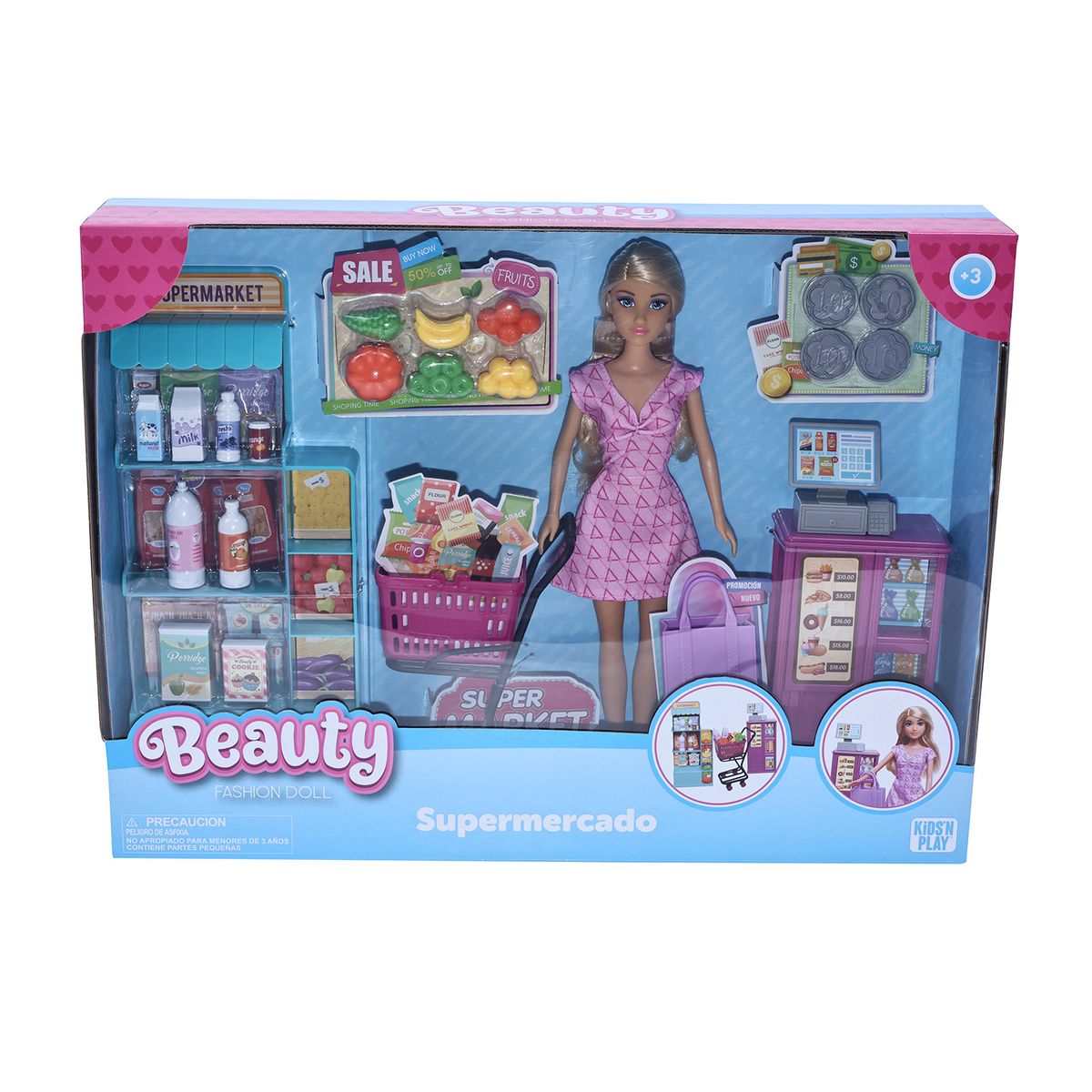 KIDS N PLAY - Set Muñeca Fashion Supermercado