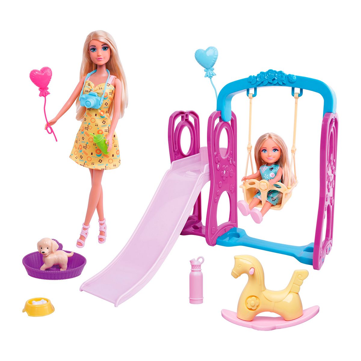 KIDS N PLAY - Set Muñecas Fashion Arcoiris Columpio