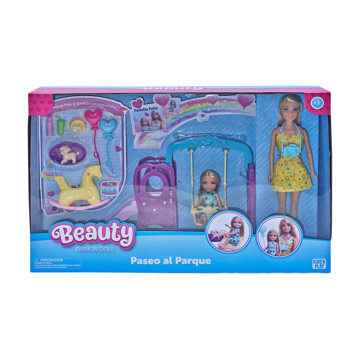 KIDS N PLAY - Set Muñecas Fashion Arcoiris Columpio