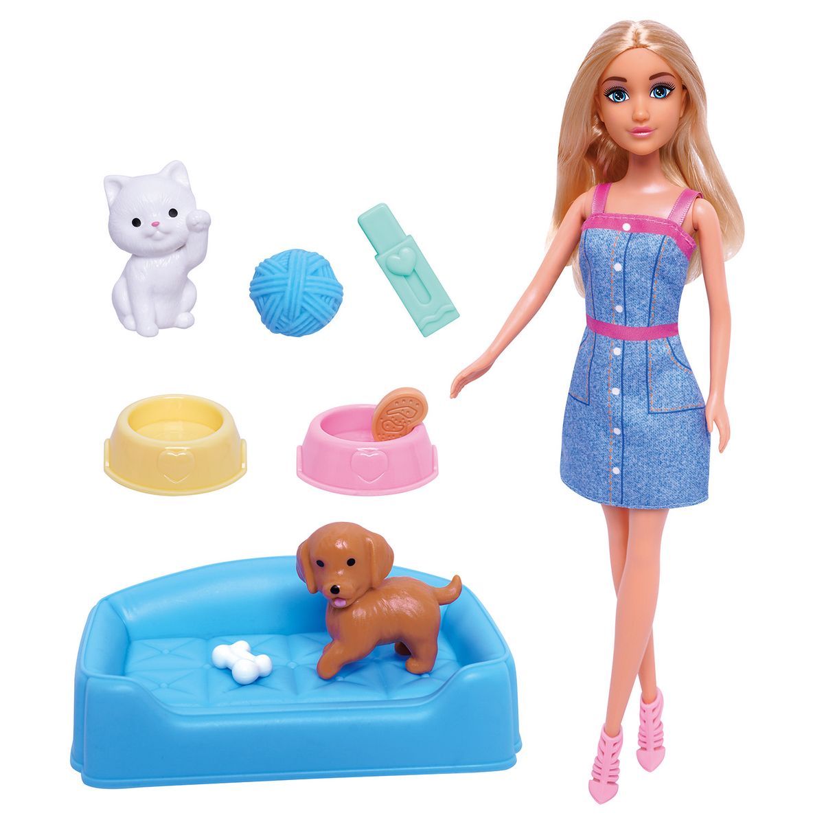 KIDS N PLAY - Muñeca Fashion Gato y Perro