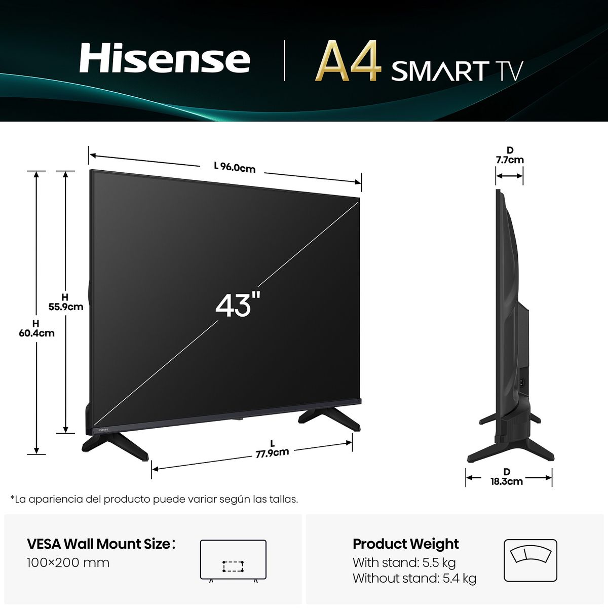 HISENSE - Televisor Hisense 43'' FHD