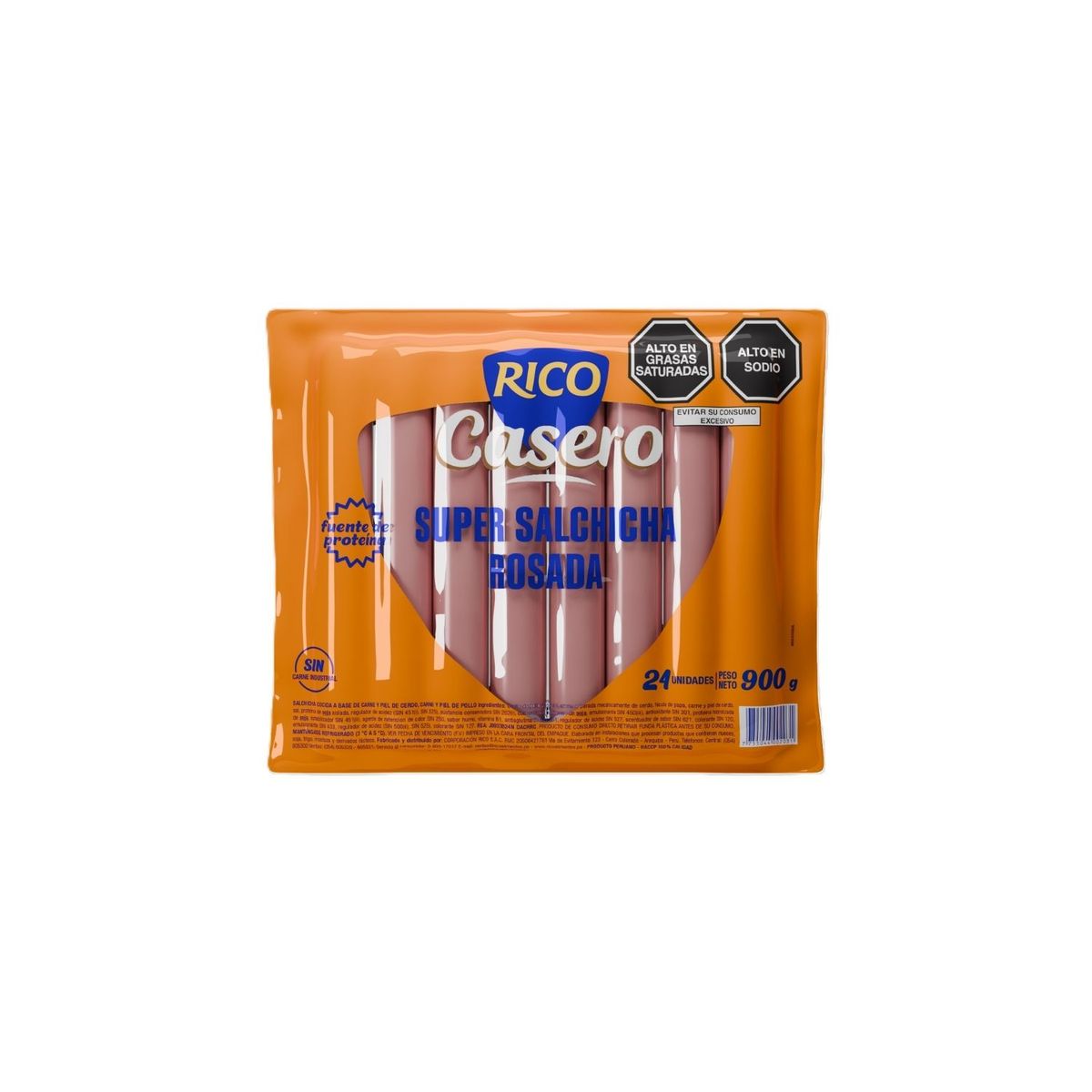 RICO CASERO - Salchicha Rosada Rico Casero Empaque 900 g