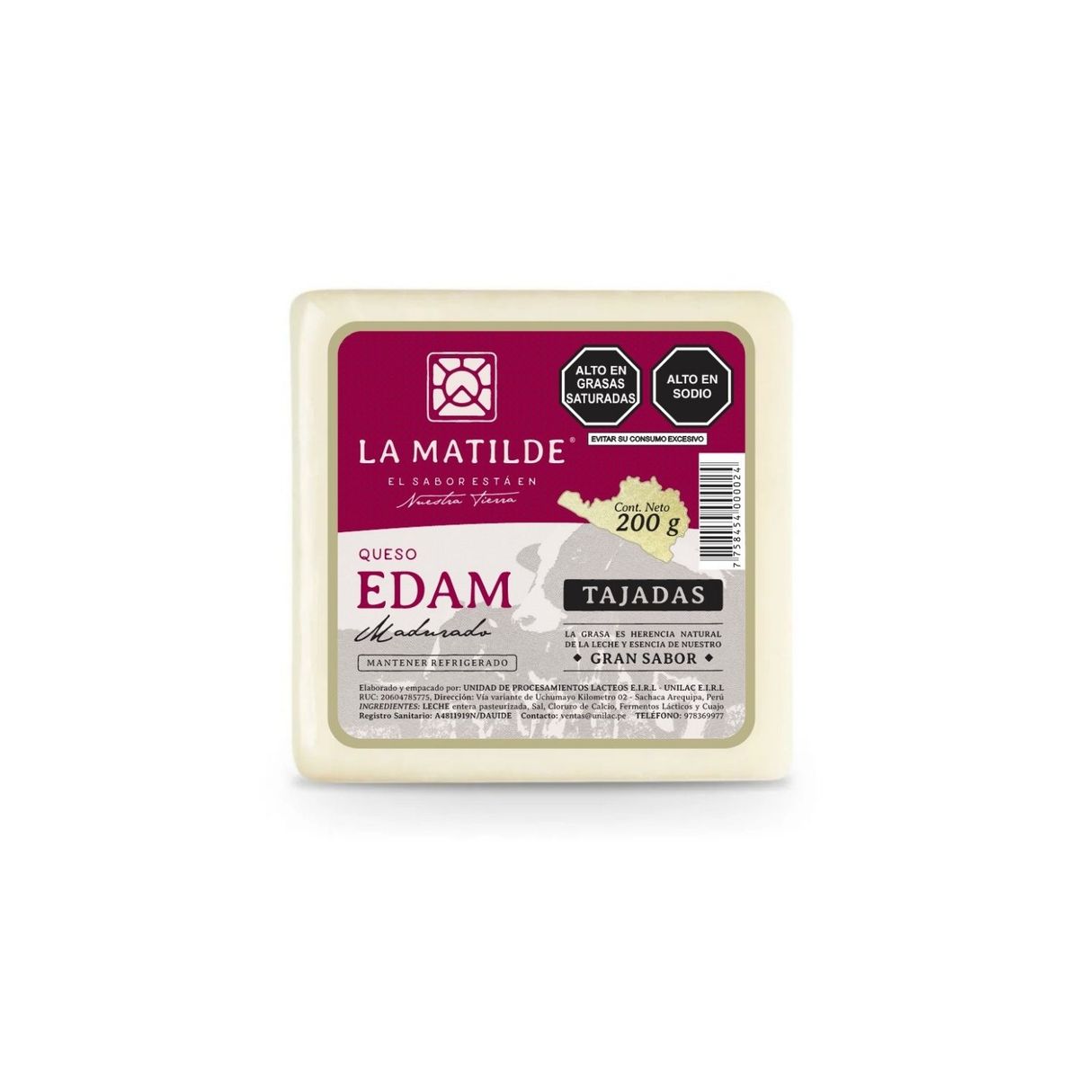 LA MATILDE - Queso Edam La Matilde Tajado Empaque 200 g