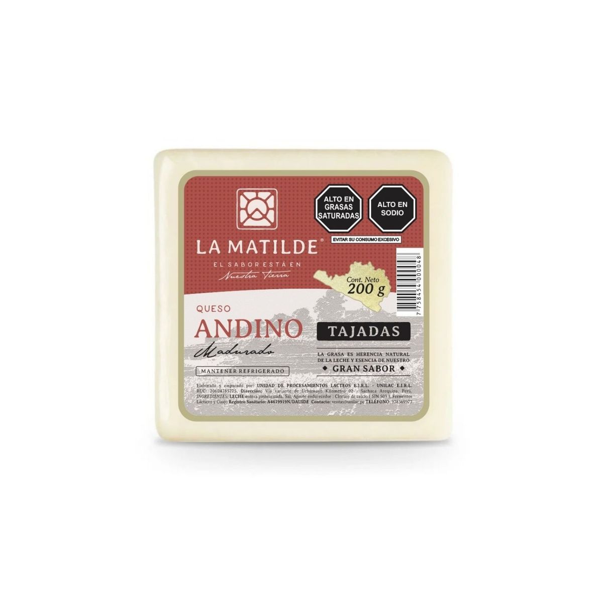 LA MATILDE - Queso Andino La Matilde Tajado Empaque 200 g