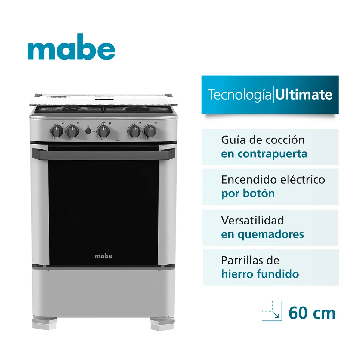 MABE - Cocina a Gas Mabe CMP6010FG1 60cm Silver