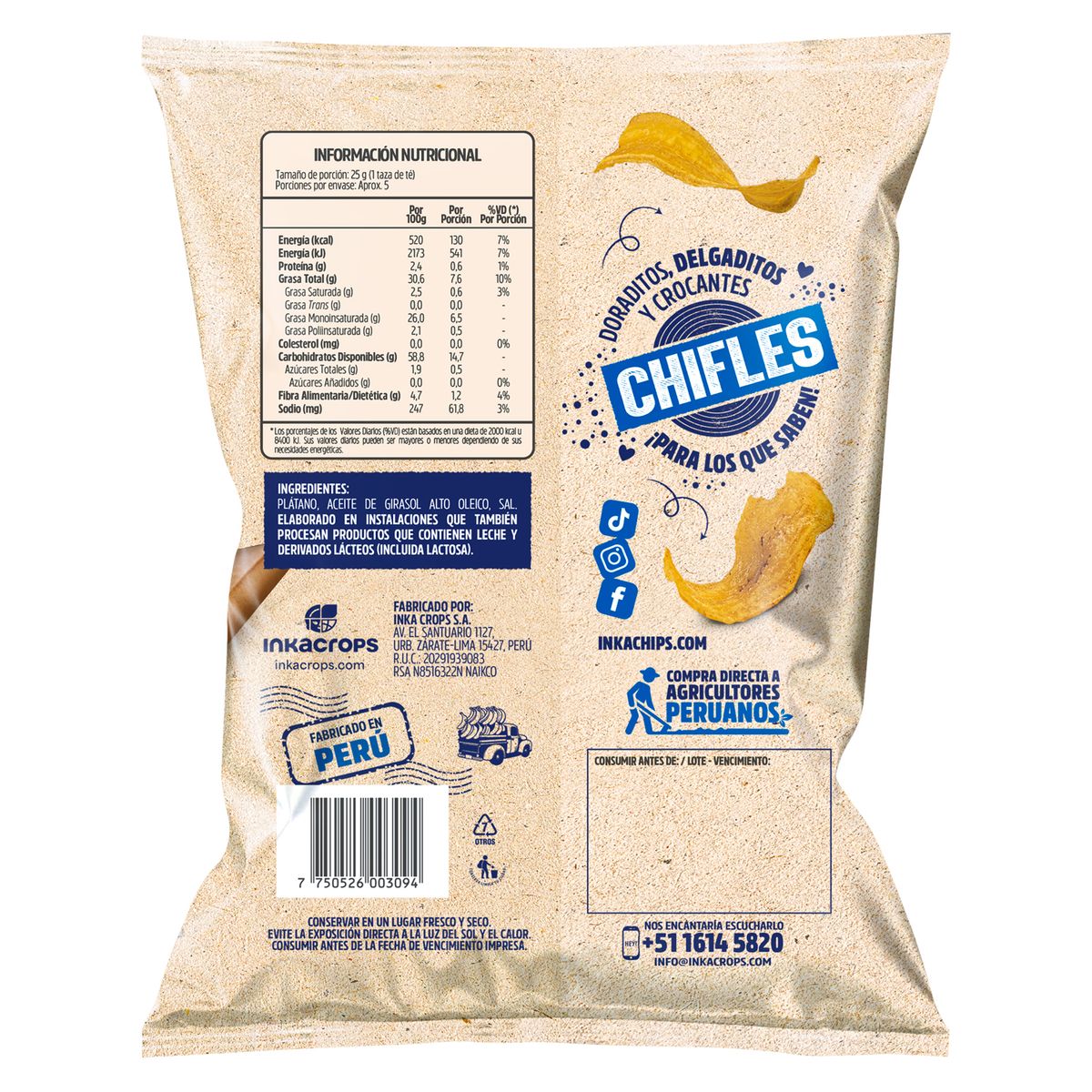 INKA CHIPS - Chifles Inka Chips Salado Bolsa 135 g