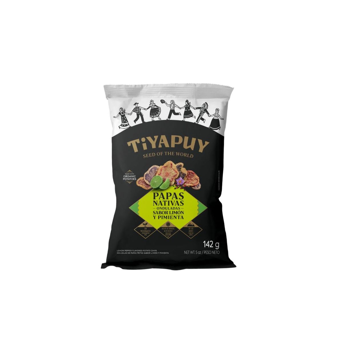 TIYAPUY - Papas Nativas Tiyapuy Limón Pimienta Bolsa 142 g