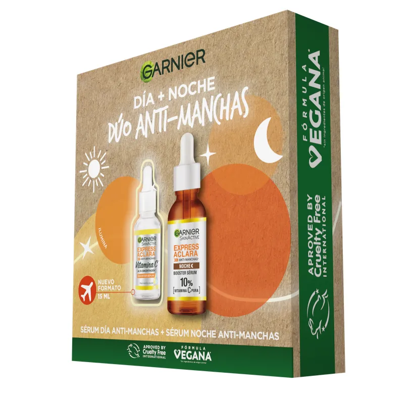 GARNIER - Pack Garnier Dúo Anti Manchas Sérum Día 15 mL + Sérum Noche 30 mL