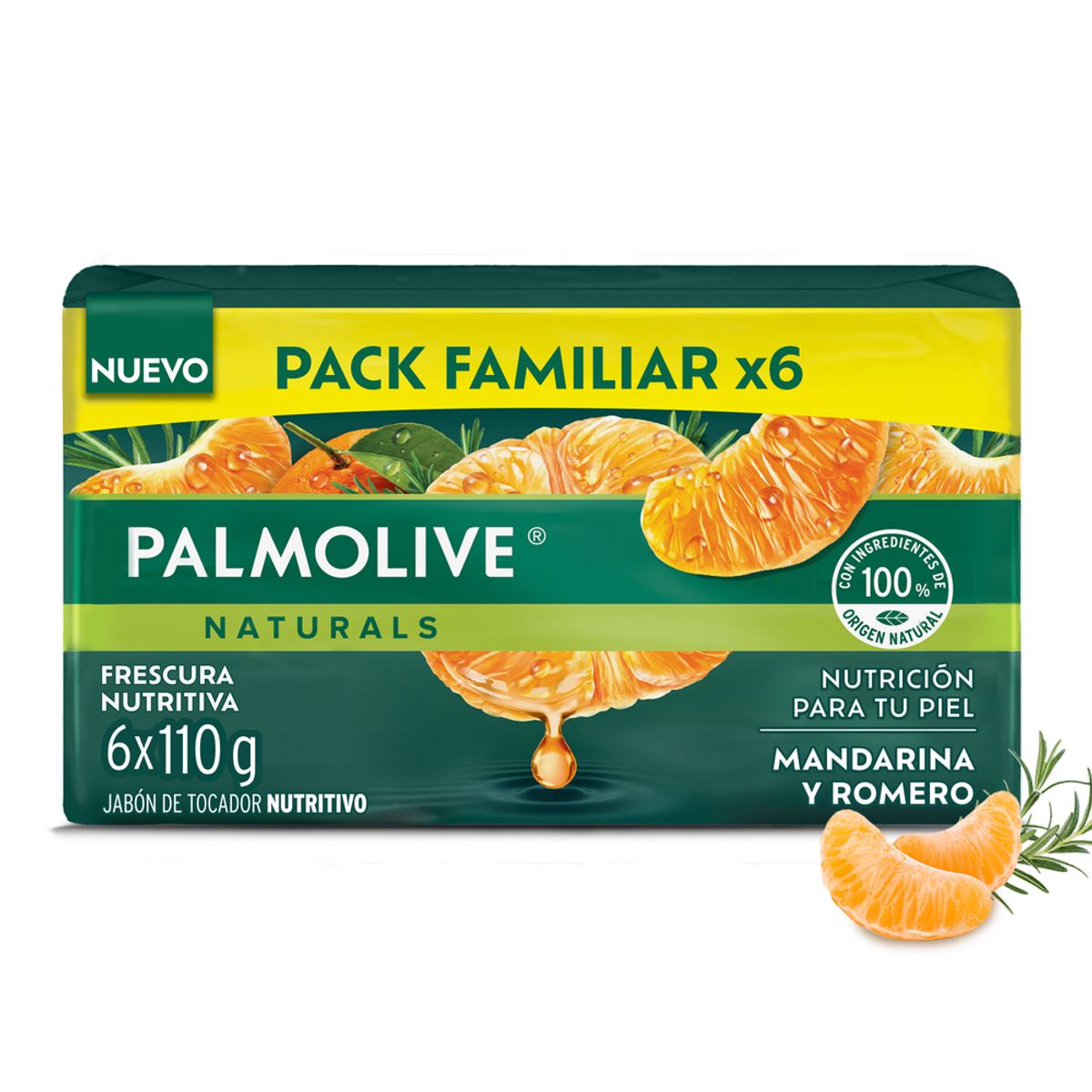 PALMOLIVE - Jabón en Barra Palmolive Naturals Mandarina y Romero Empaque 6 Und 110 g