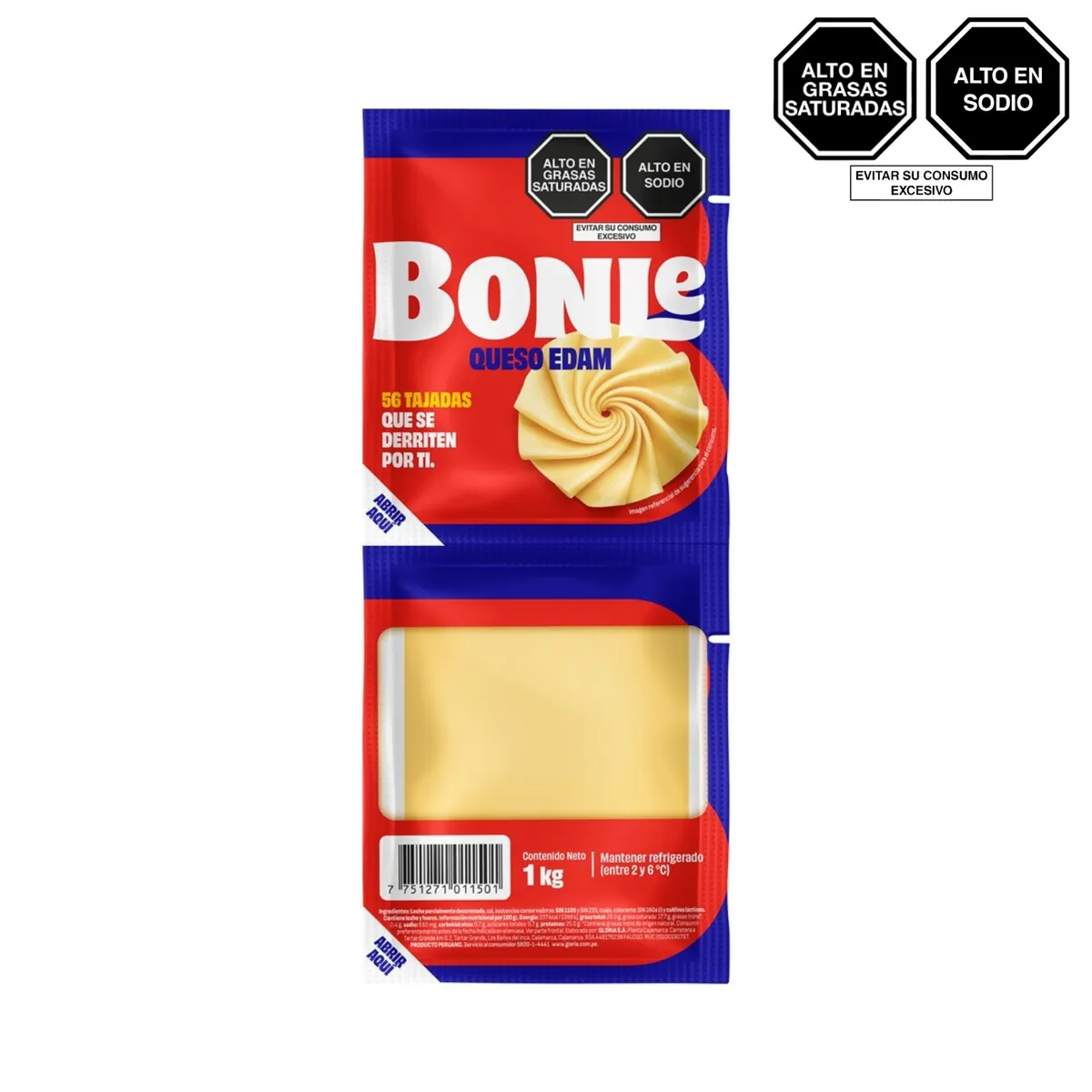 BONLE - Queso Edam Bonle en Tajadas Empaque 1 Kg