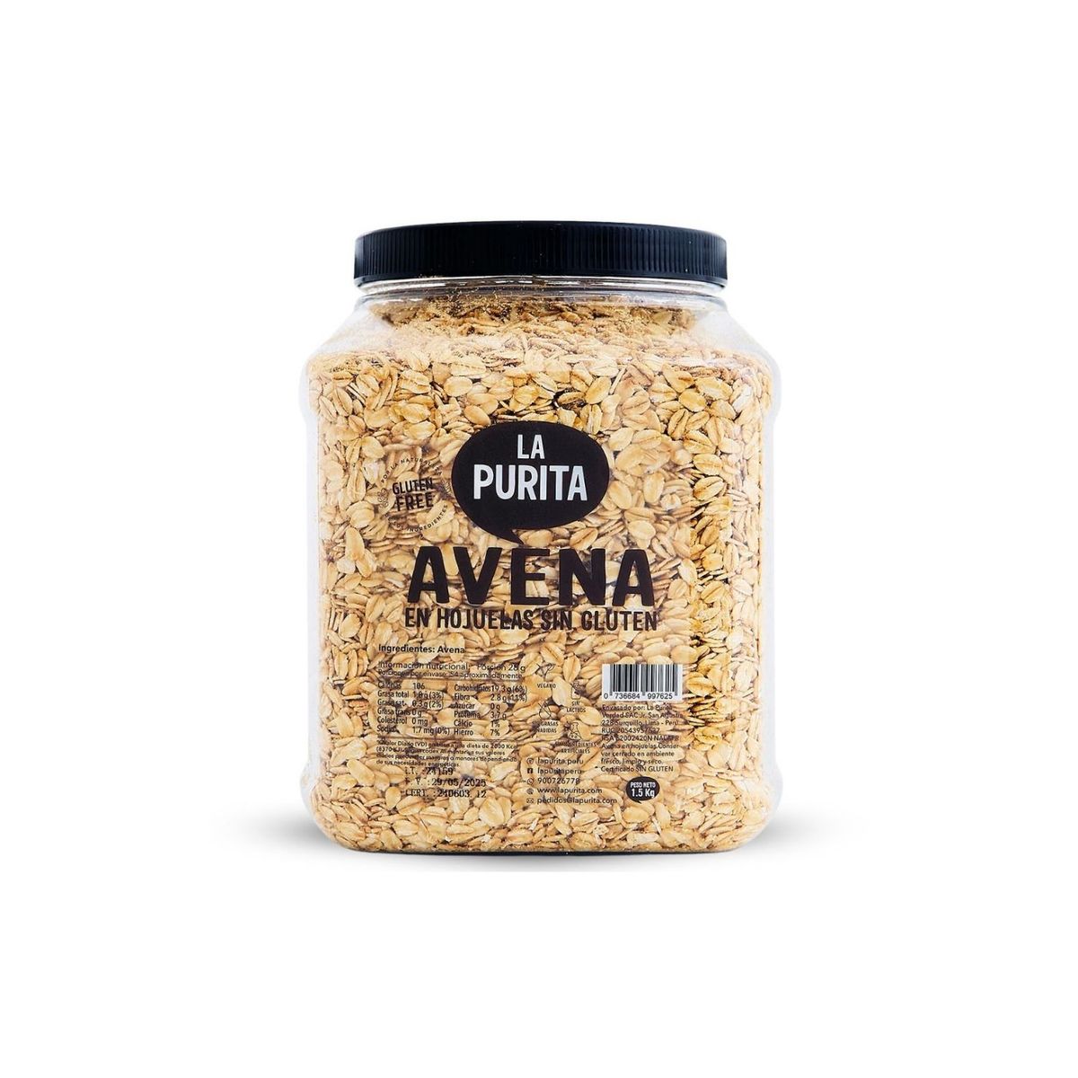 LA PURITA - Avena en Hojuerlas La Purita Sin Gluten Envase 1.5 Kg